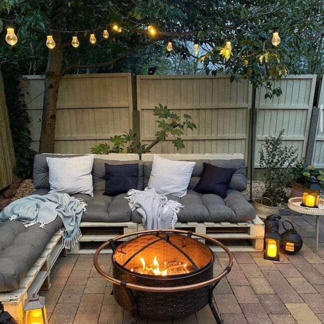 Welcoming Patio Area with Fire Pit Ambience