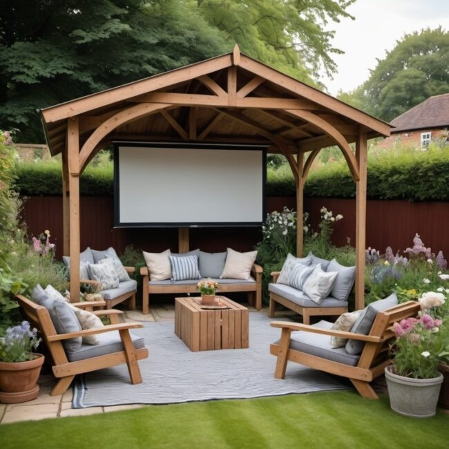 Elegant Pergola Movie Experience