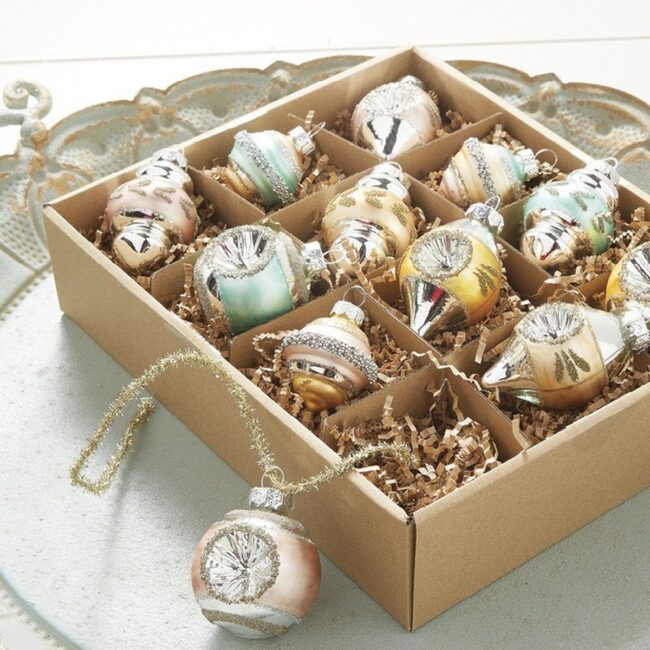 Soft Pastel Christmas Ornaments with a Vintage Touch