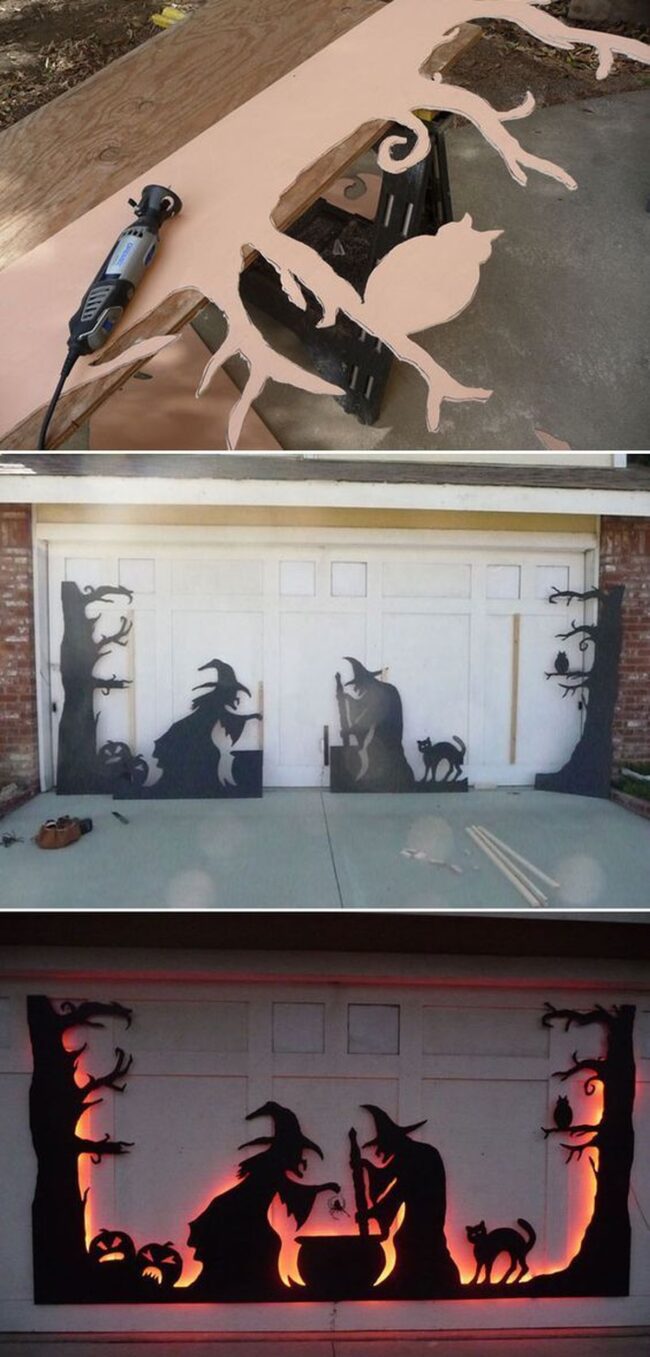 DIY Witches and Trees Halloween Setup